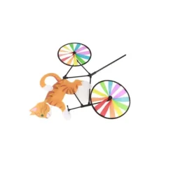 Outlet Gul Katt Cykel Väderkvarn Vindspinner Djur Vindspinner Ornament Vinddekoration