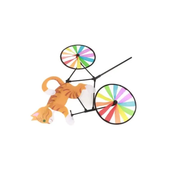 Outlet Gul Katt Cykel Väderkvarn Vindspinner Djur Vindspinner Ornament Vinddekoration