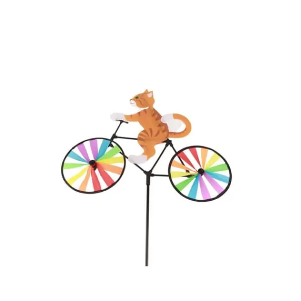 Outlet Gul Katt Cykel Väderkvarn Vindspinner Djur Vindspinner Ornament Vinddekoration