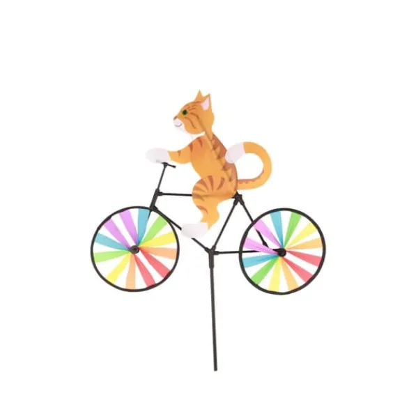 Outlet Gul Katt Cykel Väderkvarn Vindspinner Djur Vindspinner Ornament Vinddekoration
