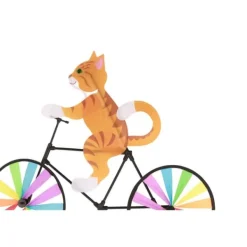 Outlet Gul Katt Cykel Väderkvarn Vindspinner Djur Vindspinner Ornament Vinddekoration