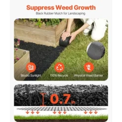 Online Gummimulchrulle 4-Pack, Landskapsarkitektur Matta 120x4,5 tum, Långvarig och Miljövänlig Gummimulchmatta Markduk & Fiberduk