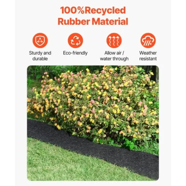 Online Gummimulchrulle 4-Pack, Landskapsarkitektur Matta 120x4,5 tum, Långvarig och Miljövänlig Gummimulchmatta Markduk & Fiberduk