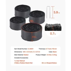 Online Gummimulchrulle 4-Pack, Landskapsarkitektur Matta 120x4,5 tum, Långvarig och Miljövänlig Gummimulchmatta Markduk & Fiberduk