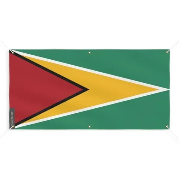 Guyana Flag Banner 6 öljetter 40x80cm i polyester