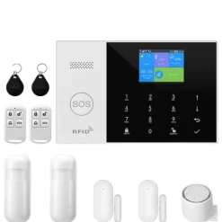 Hemsäkerhetssystem, Trådlös Anslutning, Smarta Hem Integration, Dörr/Fönster Sensorer,EU-plugg, 4G WiFi Kit B