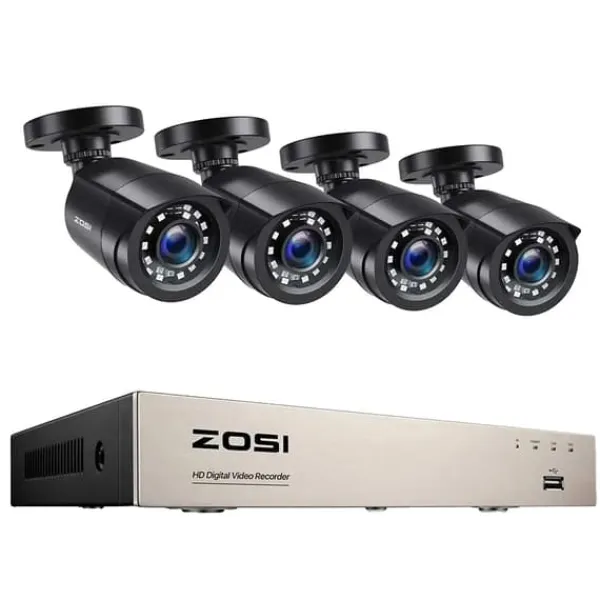 Hemskyddssystem, 2MP upplösning, nattvisions teknologi, , 8CH DVR with 4 Cams, 1T