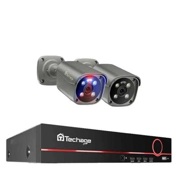 Online Hemövervakningskamerasystem, AI-mänsklig detektering, tvåvägskommunikation,Ingen inbyggd HDD, 8CH 2PCS 8MP KAMERA Säkerhetsmonitorer & Videokameror