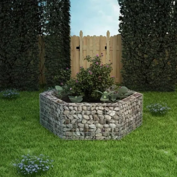 Hot Hexagonal planteringsgabion upphöjd 160x140x50 cm Krukor & Växtbehållare