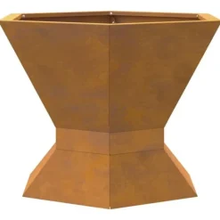 Discount Hexagonalt vedeldad eldkorg i väderbeständigt stål | Storlek: 50x50x40 cm | Färg: Stålgrå Vedeldade Kaminer