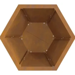 Discount Hexagonalt vedeldad eldkorg i väderbeständigt stål | Storlek: 50x50x40 cm | Färg: Stålgrå Vedeldade Kaminer