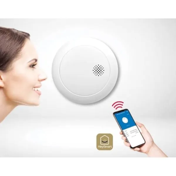 Online HeySmart Smart WiFi rökdetektor med batteri, skickar aviseringar till smartphone via app, photoelektrisk sensor Rök- & Koloxiddetektorer