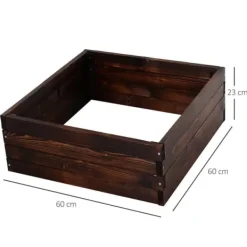 Sale Högbädd i massivt trä 60x60x23 cm, mörkbrun – planteringslåda/örtlåda Planteringsbänkar