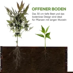 Sale Högbädd i massivt trä 60x60x23 cm, mörkbrun – planteringslåda/örtlåda Planteringsbänkar