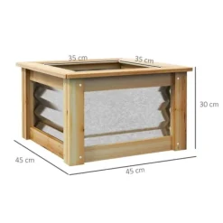 Högbädd i metall med träram 45x45x30 cm – trädgård & balkong