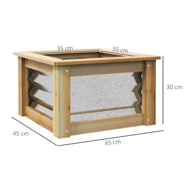 Högbädd i metall med träram 45x45x30 cm – trädgård & balkong
