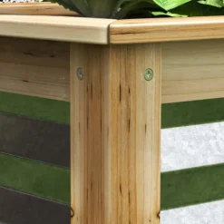 Högbädd i metall med träram 45x45x30 cm – trädgård & balkong