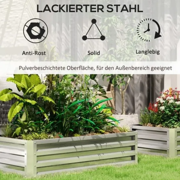 Best Högbädd i stål 120x60x30,5 cm, rostfri & vädertålig – balkong/trädgård Planteringsbänkar
