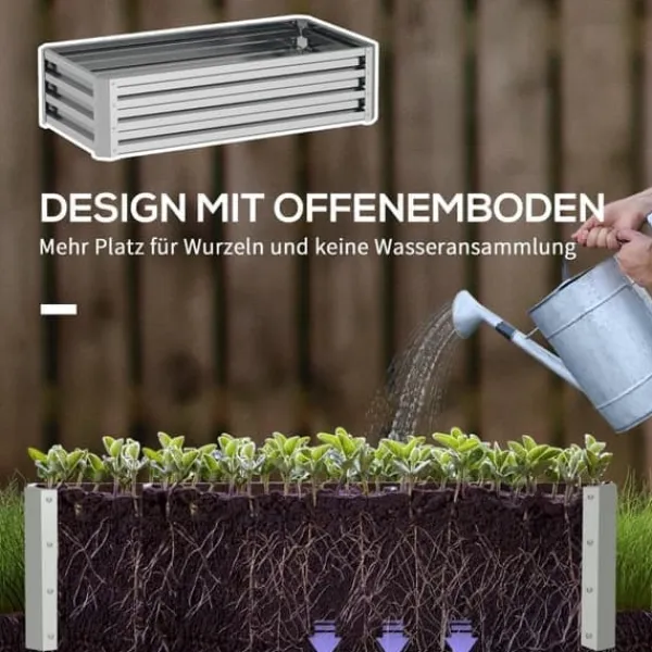 Best Högbädd i stål 120x60x30,5 cm, rostfri & vädertålig – balkong/trädgård Planteringsbänkar