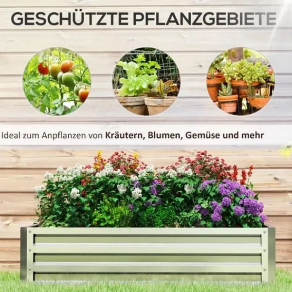 Best Högbädd i stål 120x60x30,5 cm, rostfri & vädertålig – balkong/trädgård Planteringsbänkar