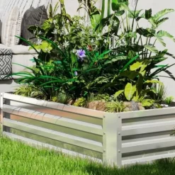 Best Högbädd i stål 120x60x30,5 cm, rostfri & vädertålig – balkong/trädgård Planteringsbänkar