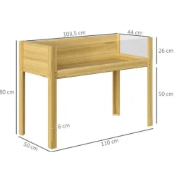 Hot Högbädd i trä 110x50x80 cm med akrylpaneler & dränering – vädertålig Planteringsbänkar