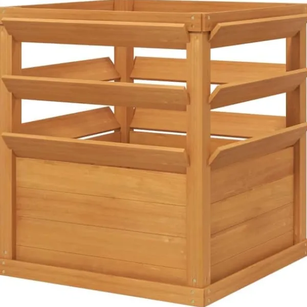 Clearance Högbädd med spaljé & öppen botten 65x65x60 cm, trä – för klätterväxter Kompostering