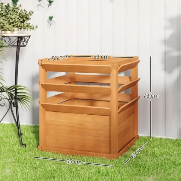 Clearance Högbädd med spaljé & öppen botten 65x65x60 cm, trä – för klätterväxter Kompostering
