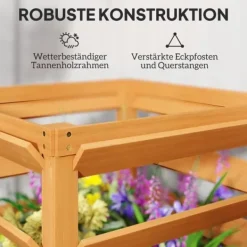 Clearance Högbädd med spaljé & öppen botten 65x65x60 cm, trä – för klätterväxter Kompostering