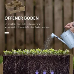 Best Högbädd 3-stegs i gran 122x122x51 cm, brun – för örter & blommor Planteringsbänkar