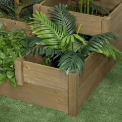 Best Högbädd 3-stegs i gran 122x122x51 cm, brun – för örter & blommor Planteringsbänkar