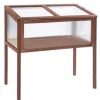 Clearance Högbädd/drivbänk 90x50x93 cm, gran & PC-skiva, brun – örtlåda för trädgård/terrass Växthus
