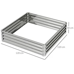 Best Högbädd/planteringslåda i stål 120x120x30 cm, silver – trädgård/terrass Planteringsbänkar