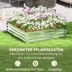 Best Högbädd/planteringslåda i stål 120x120x30 cm, silver – trädgård/terrass Planteringsbänkar