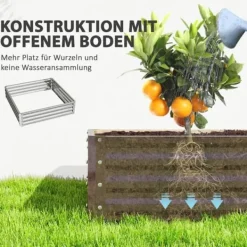 Best Högbädd/planteringslåda i stål 120x120x30 cm, silver – trädgård/terrass Planteringsbänkar