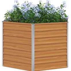 Clearance Höjd Trädgårdsbädd Ljusbrun 129 x 129 x 77 cm Galvaniserat Stål Planteringsbänkar