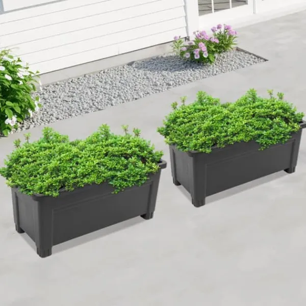 Discount Höjd trädgårdsbädd, Material: PP och gummi, Dimensioner: 75*34,5*65,5 cm, Form: Rektangulär, Belastningskapacitet: 25 kg, Antal artiklar: 2 Planteringsbänkar