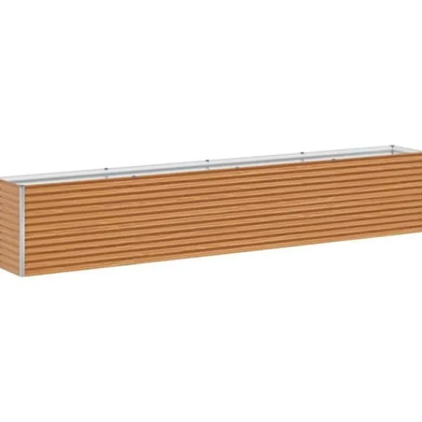 vidaXL Höjd trädgårdsbänk i galvaniserat stål - - 390x50x68 cm - Ljusbrun - Väderbeständig