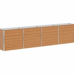 Hot Höjdbädd i galvaniserat stål - - 320x40x77 cm - Ljusbrun - Väderbeständig Planteringsbänkar