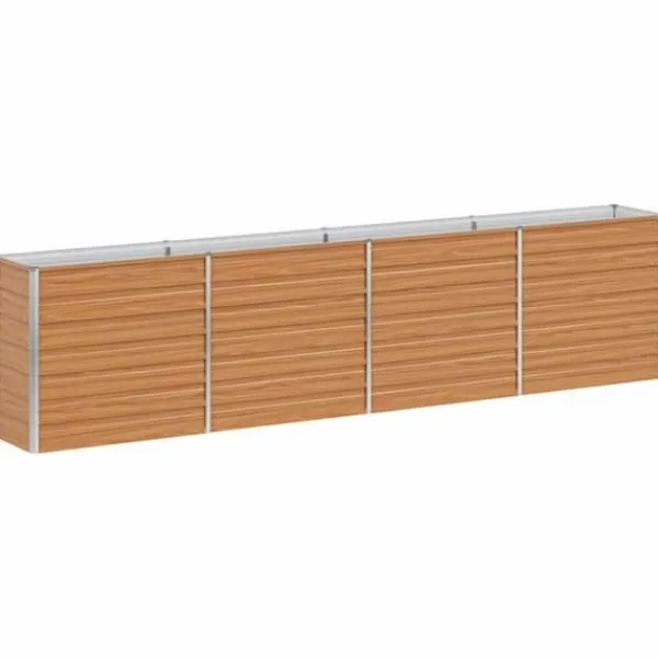 Hot Höjdbädd i galvaniserat stål - - 320x40x77 cm - Ljusbrun - Väderbeständig Planteringsbänkar