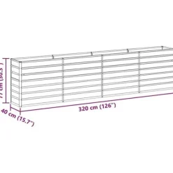 Hot Höjdbädd i galvaniserat stål - - 320x40x77 cm - Ljusbrun - Väderbeständig Planteringsbänkar