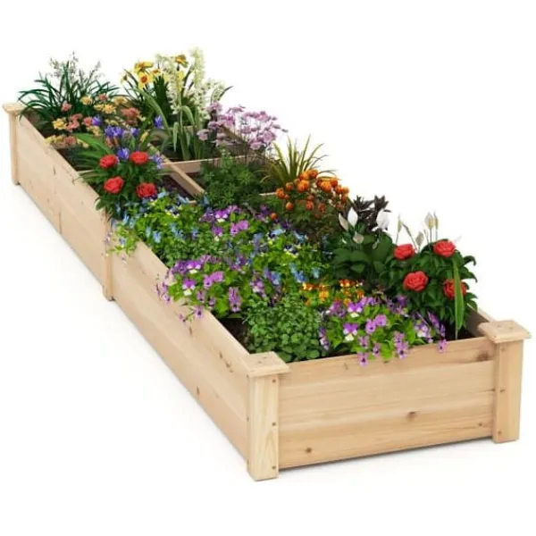 Outlet Höjdbäddsträdgård, 228x62x25 cm, Naturlig Planteringsbänkar