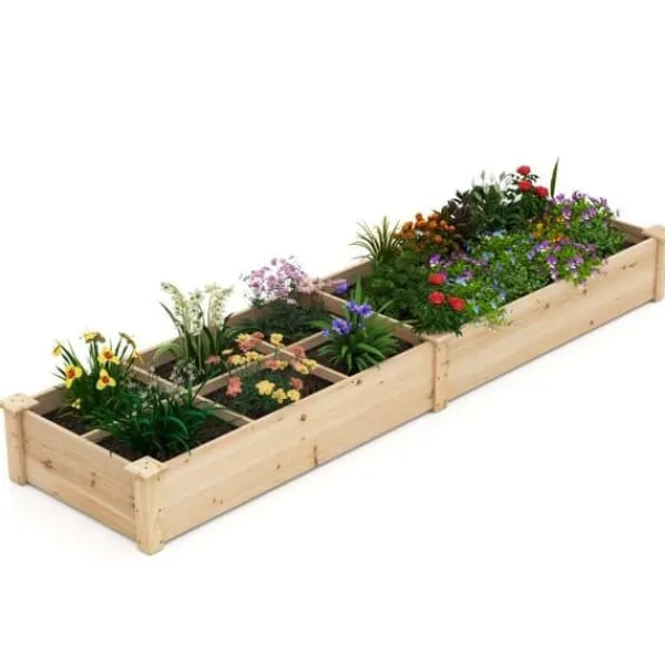 Outlet Höjdbäddsträdgård, 228x62x25 cm, Naturlig Planteringsbänkar