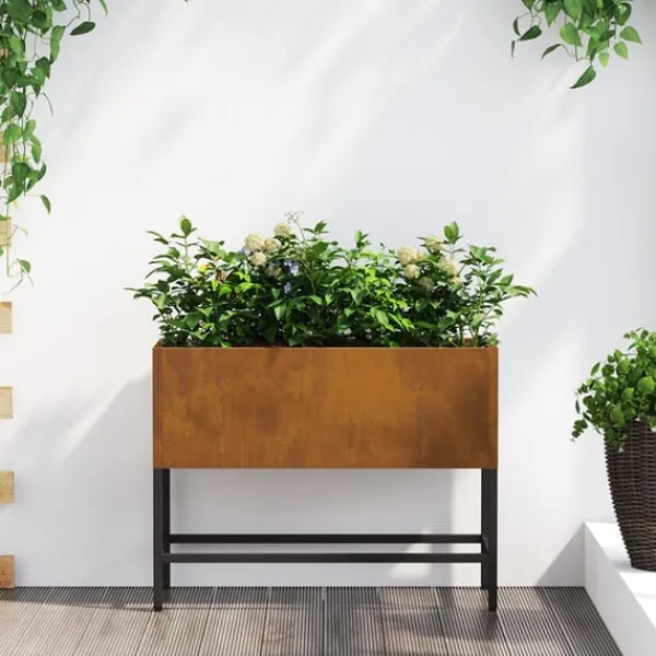 vidaXL Höjdträdgårdsplanterare Rostig 60 x 26 x 45 cm