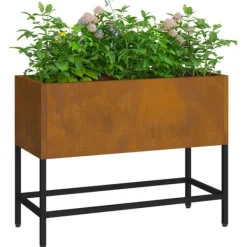 vidaXL Höjdträdgårdsplanterare Rostig 60 x 26 x 45 cm