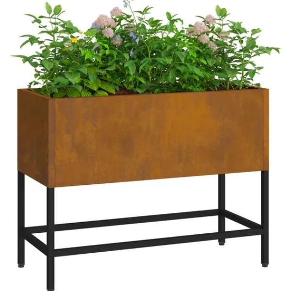 vidaXL Höjdträdgårdsplanterare Rostig 60 x 26 x 45 cm
