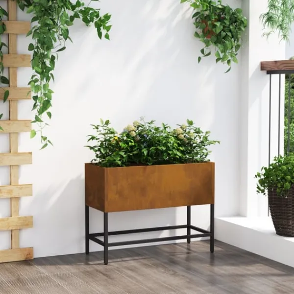 vidaXL Höjdträdgårdsplanterare Rostig 60 x 26 x 45 cm
