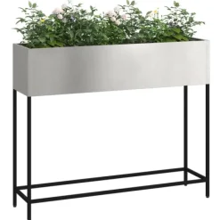 vidaXL Höjdträdgårdsplanterare Silver 100 x 26 x 82 cm Rostfritt stål