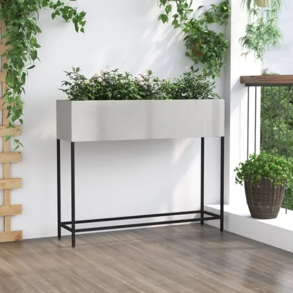 vidaXL Höjdträdgårdsplanterare Silver 100 x 26 x 82 cm Rostfritt stål