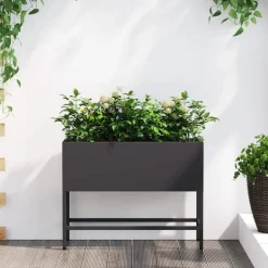 vidaXL Höjdträdgårdsplanterare Svart 60 x 26 x 45 cm Stål